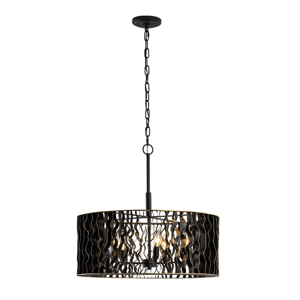Varaluz 380P05MBFG Matte Black,French Gold Estela 5-lt Pendant - Matte Black/french Gold Image 3