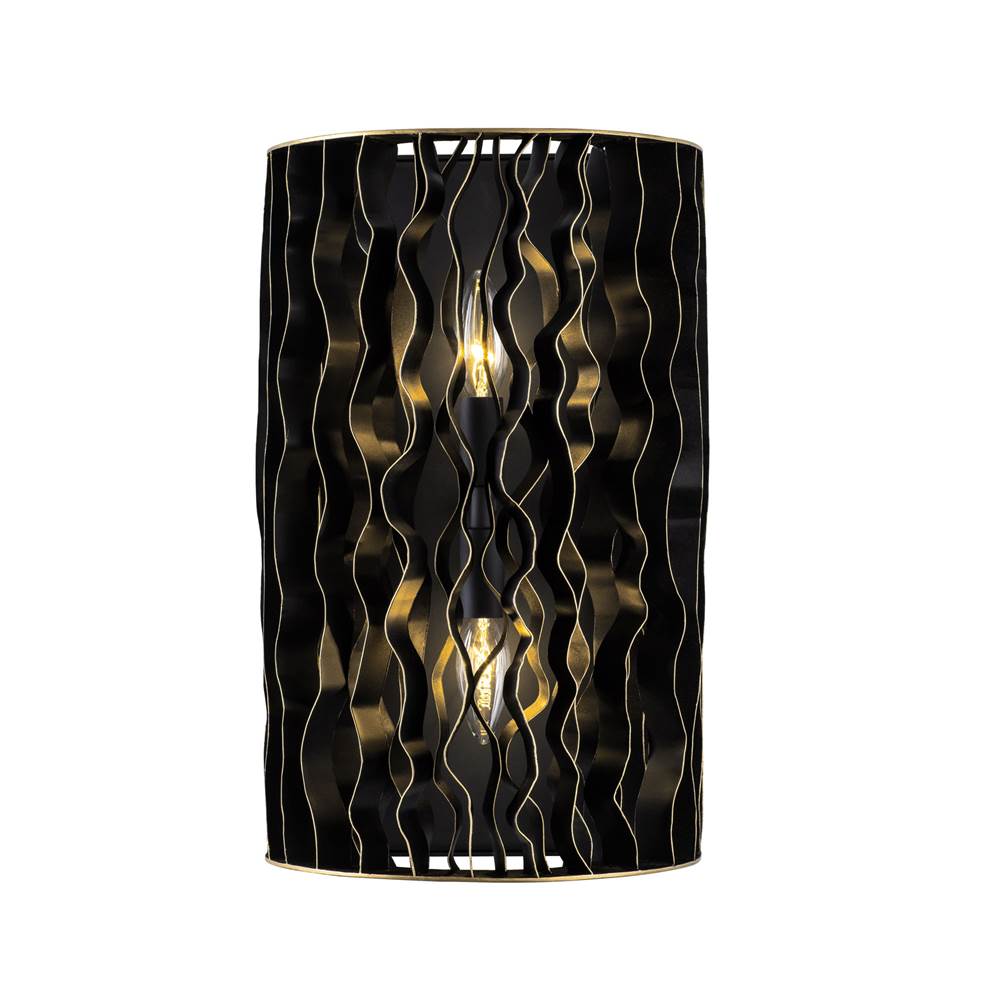Varaluz 380W02MBFG Matte Black,French Gold Estela 2-lt Sconce - Matte Black/french Gold Image 1