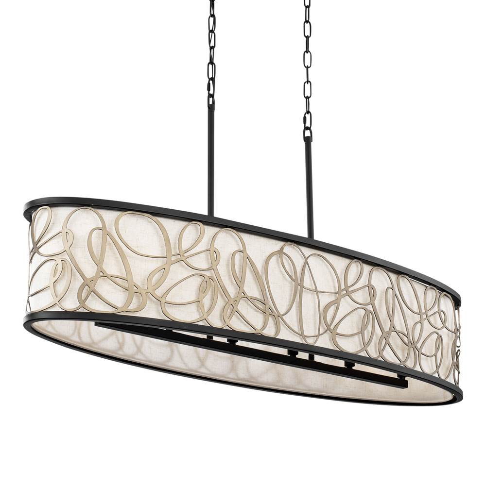 Varaluz 381N06MBAR Matte Black,Artifact Scribble 6-lt Linear Pendant - Matte Black/artifact Image 1
