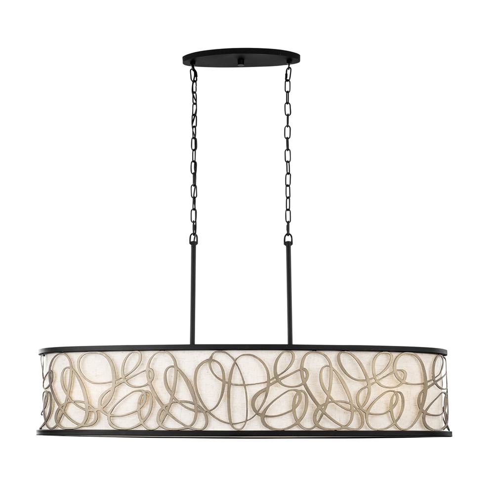 Varaluz 381N06MBAR Matte Black,Artifact Scribble 6-lt Linear Pendant - Matte Black/artifact Image 9