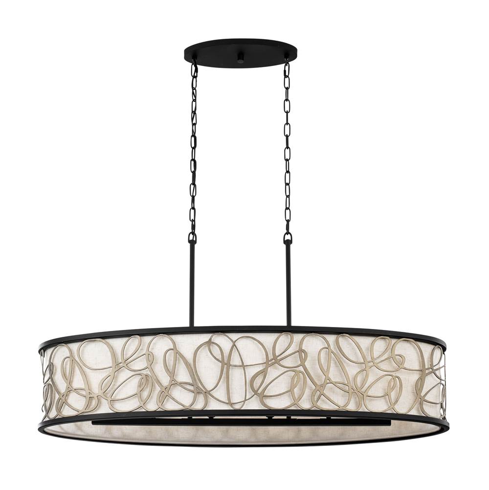 Varaluz 381N06MBAR Matte Black,Artifact Scribble 6-lt Linear Pendant - Matte Black/artifact Image 8