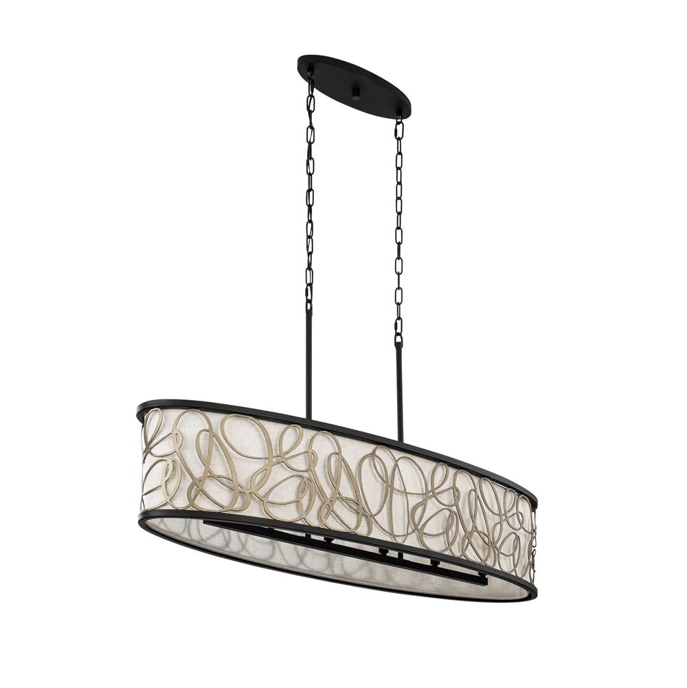 Varaluz 381N06MBAR Matte Black,Artifact Scribble 6-lt Linear Pendant - Matte Black/artifact Image 4