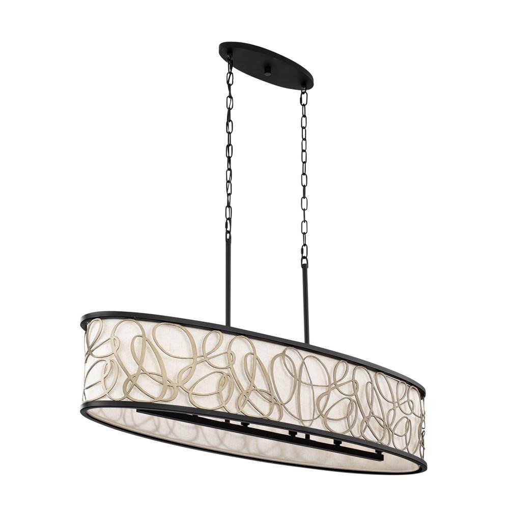 Varaluz 381N06MBAR Matte Black,Artifact Scribble 6-lt Linear Pendant - Matte Black/artifact Image 3