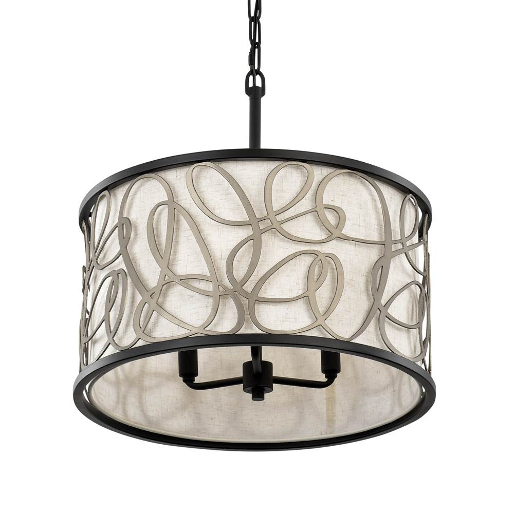 Varaluz 381P03MBAR Matte Black,Artifact Scribble 3-lt Convertible Pendant/semi-flush - Matte Black/artifact Image 1