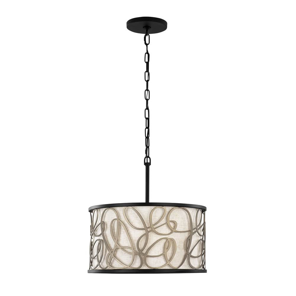 Varaluz Scribble 3-lt Convertible Pendant/semi-flush - Matte Black/artifact