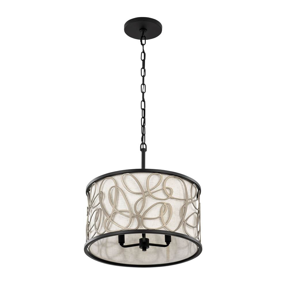 Varaluz 381P03MBAR Matte Black,Artifact Scribble 3-lt Convertible Pendant/semi-flush - Matte Black/artifact Image 4