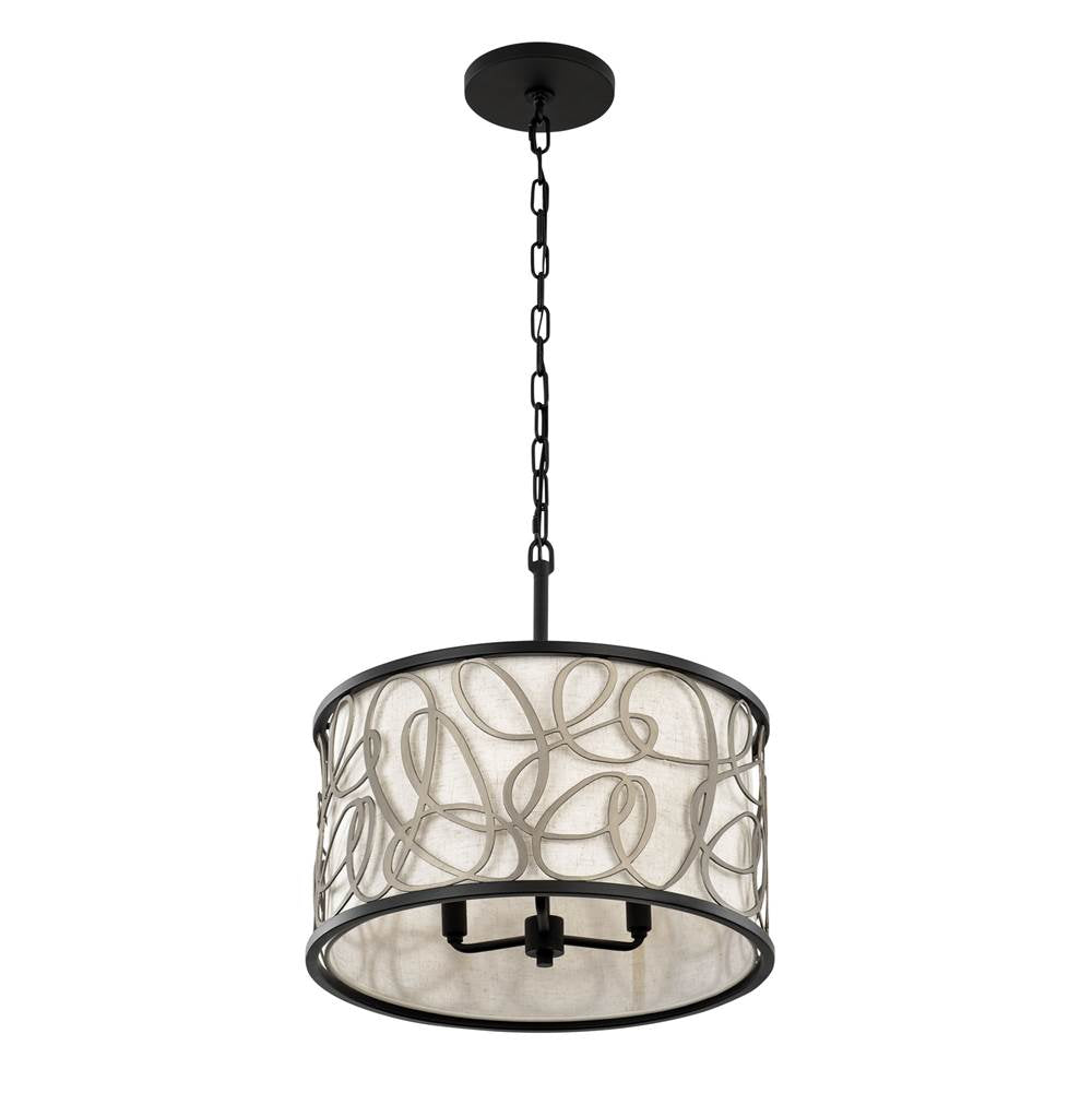 Varaluz 381P03MBAR Matte Black,Artifact Scribble 3-lt Convertible Pendant/semi-flush - Matte Black/artifact Image 3