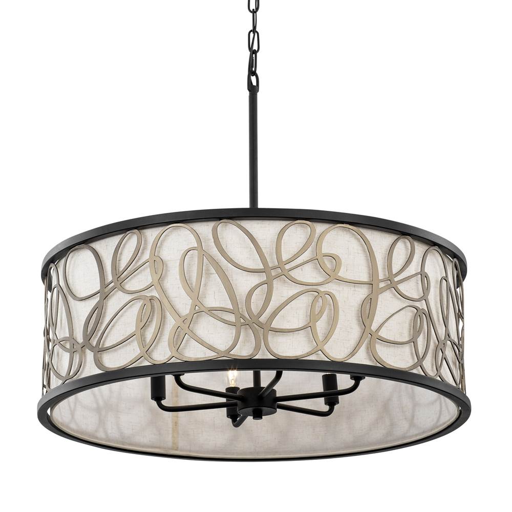 Varaluz 381P06MBAR Matte Black,Artifact Scribble 6-lt Pendant - Matte Black/artifact Image 1