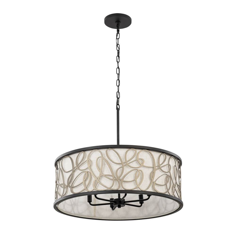 Varaluz 381P06MBAR Matte Black,Artifact Scribble 6-lt Pendant - Matte Black/artifact Image 4