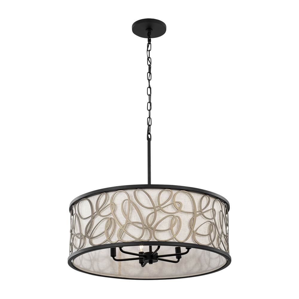 Varaluz 381P06MBAR Matte Black,Artifact Scribble 6-lt Pendant - Matte Black/artifact Image 3