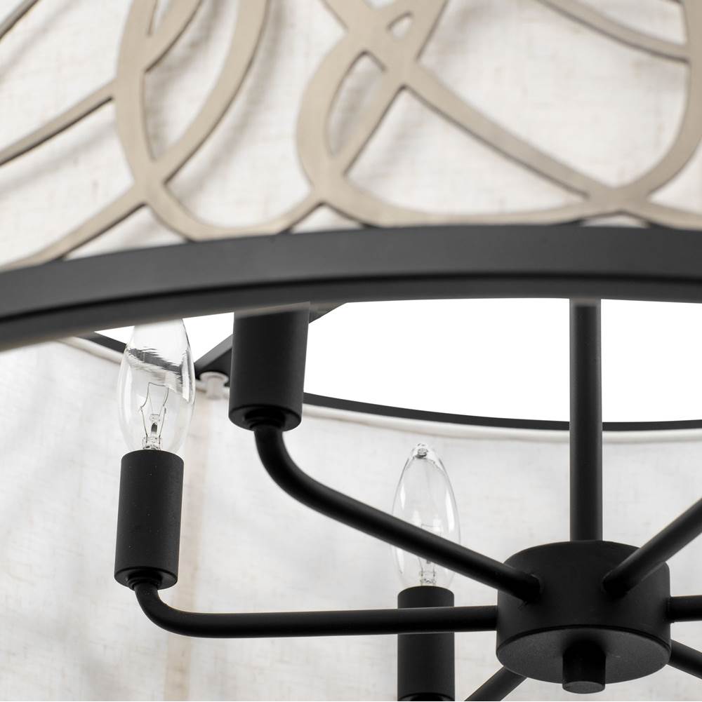 Varaluz 381P06MBAR Matte Black,Artifact Scribble 6-lt Pendant - Matte Black/artifact Image 2