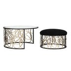 Varaluz 381TC32NMBAR Matte Black,Artifact Scribble Nesting Coffee Table And Ottoman - Matte Black/artifact Image 1
