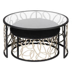 Varaluz 381TC32NMBAR Matte Black,Artifact Scribble Nesting Coffee Table And Ottoman - Matte Black/artifact Image 5