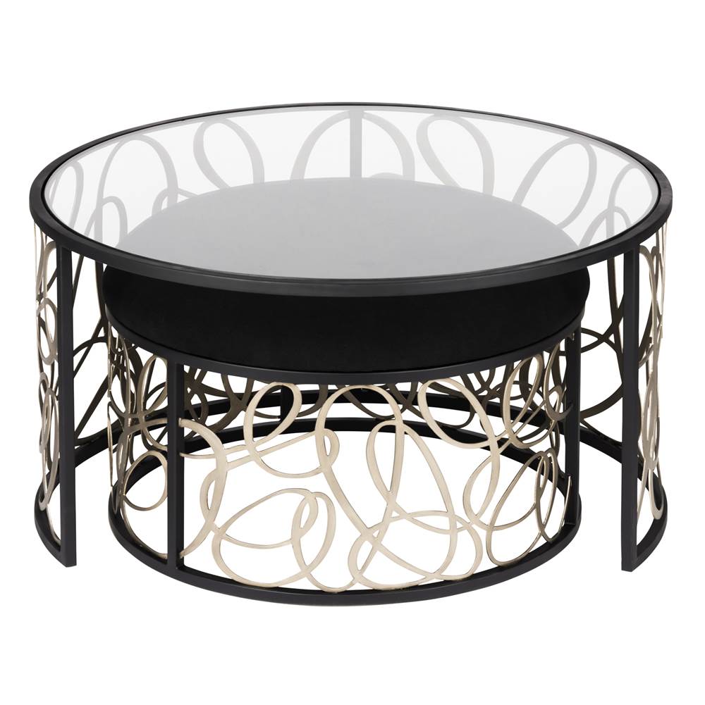 Varaluz 381TC32NMBAR Matte Black,Artifact Scribble Nesting Coffee Table And Ottoman - Matte Black/artifact Image 5