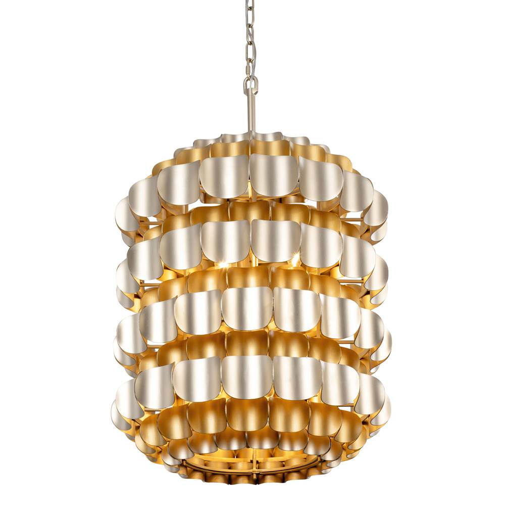 Varaluz 382F06AGGD Antique Gold,Gold Dust Swoon 6-lt Foyer - Antique Gold/gold Dust Image 1