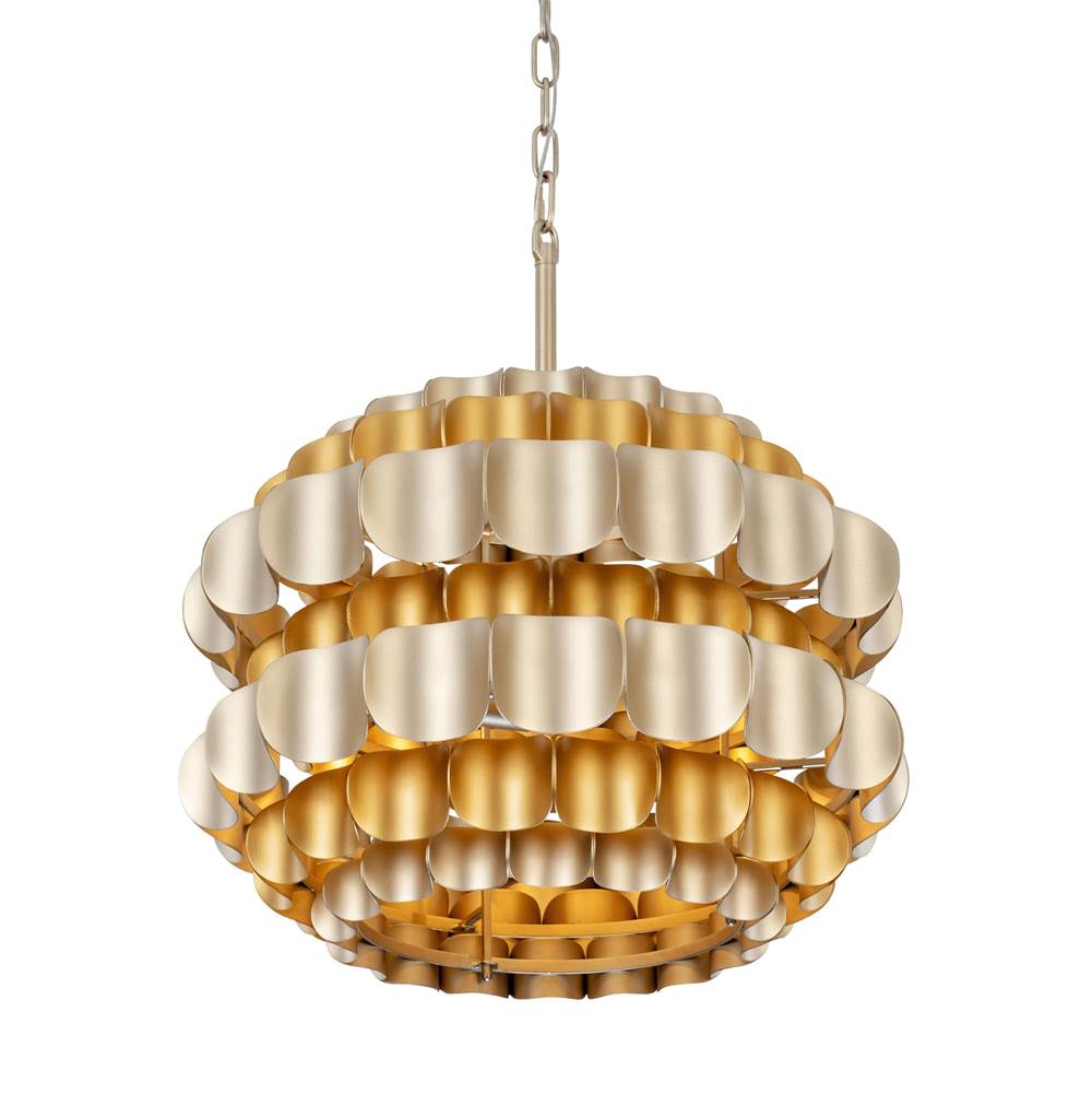 Varaluz 382P03AGGD Antique Gold,Gold Dust Swoon 3-lt Pendant - Antique Gold/gold Dust Image 1