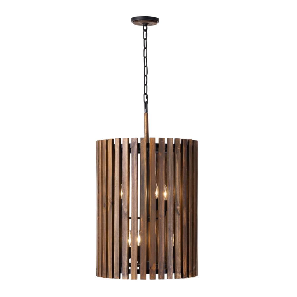Varaluz 387F06MBW Matte Black,Medium Walnut Suratto 6-lt   Foyer - Matte Black/medium Walnut Image 1