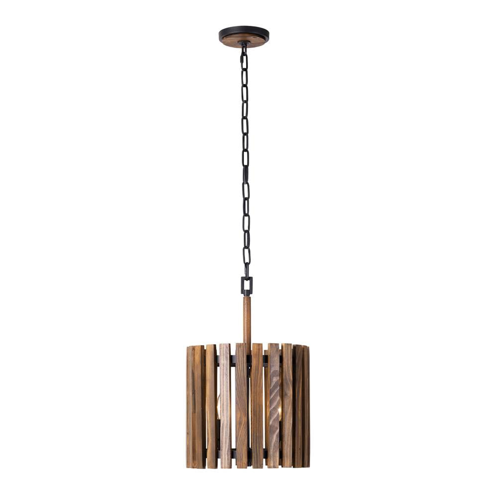Varaluz 387P02MBW Matte Black,Medium Walnut Suratto 2-lt   Pendant - Matte Black/medium Walnut Image 1