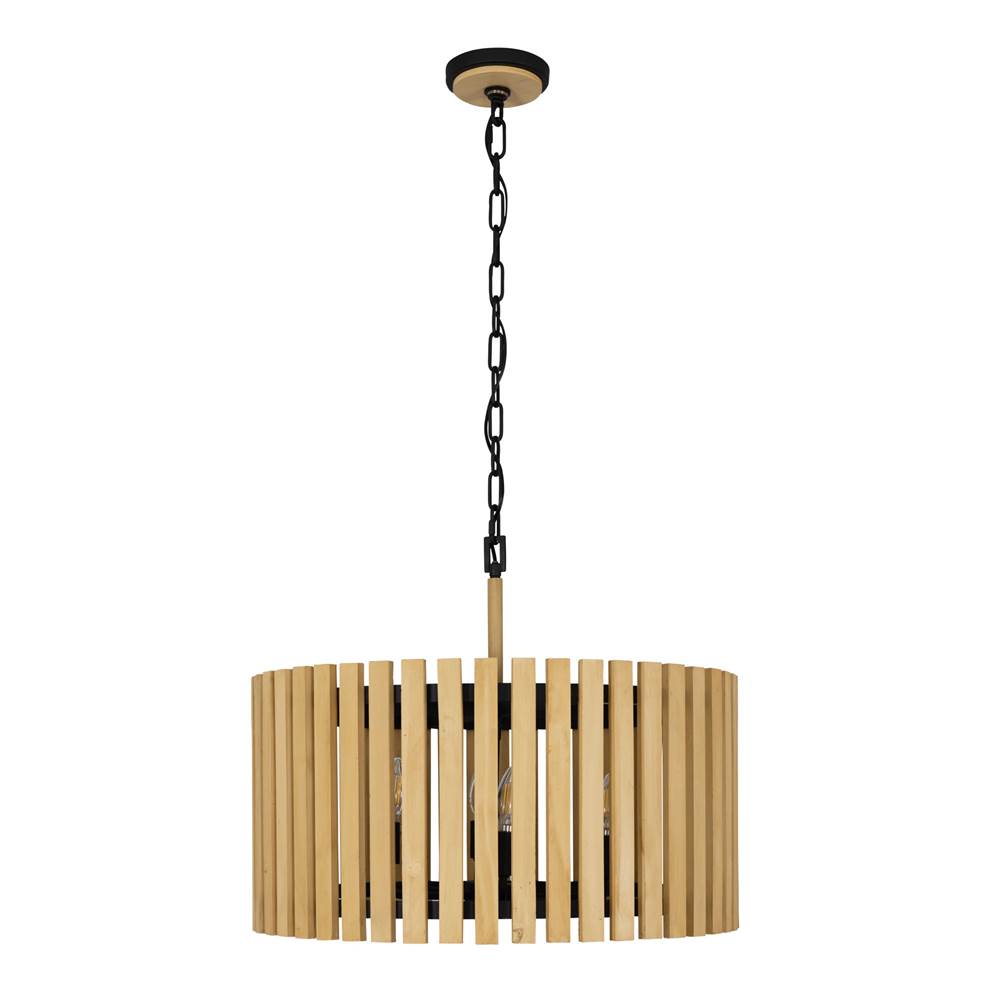 Varaluz 387P06MBH Matte Black,Honey Blonde Suratto 6-lt   Pendant - Matte Black/honey Blonde Image 4