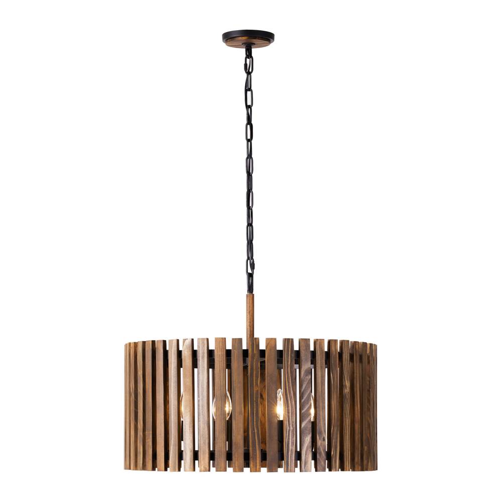 Varaluz 387P06MBW Matte Black,Medium Walnut Suratto 6-lt   Pendant - Matte Black/medium Walnut Image 1