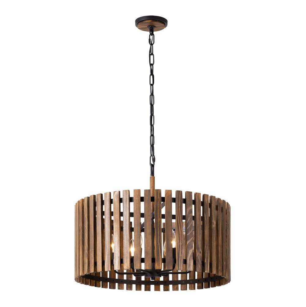 Varaluz Suratto 6-lt   Pendant - Matte Black/medium Walnut