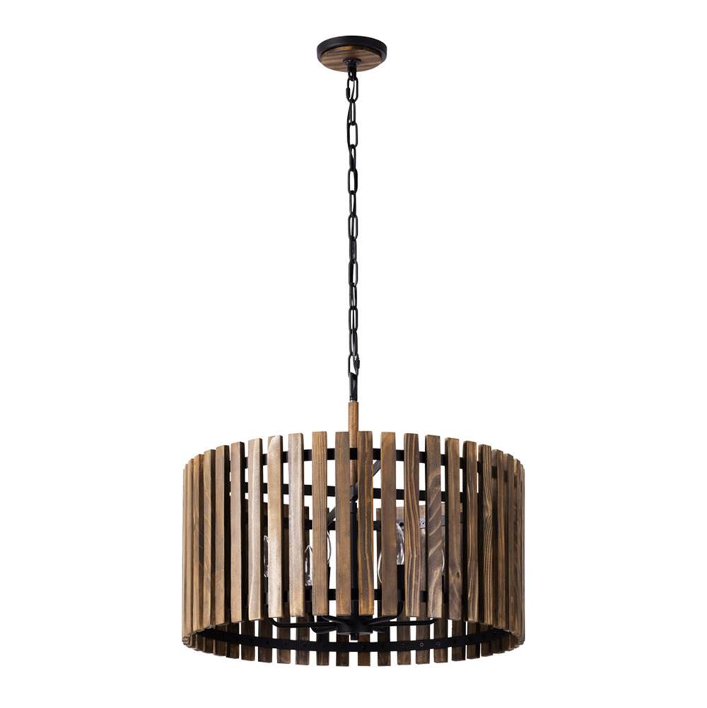 Varaluz 387P06MBW Matte Black,Medium Walnut Suratto 6-lt   Pendant - Matte Black/medium Walnut Image 6