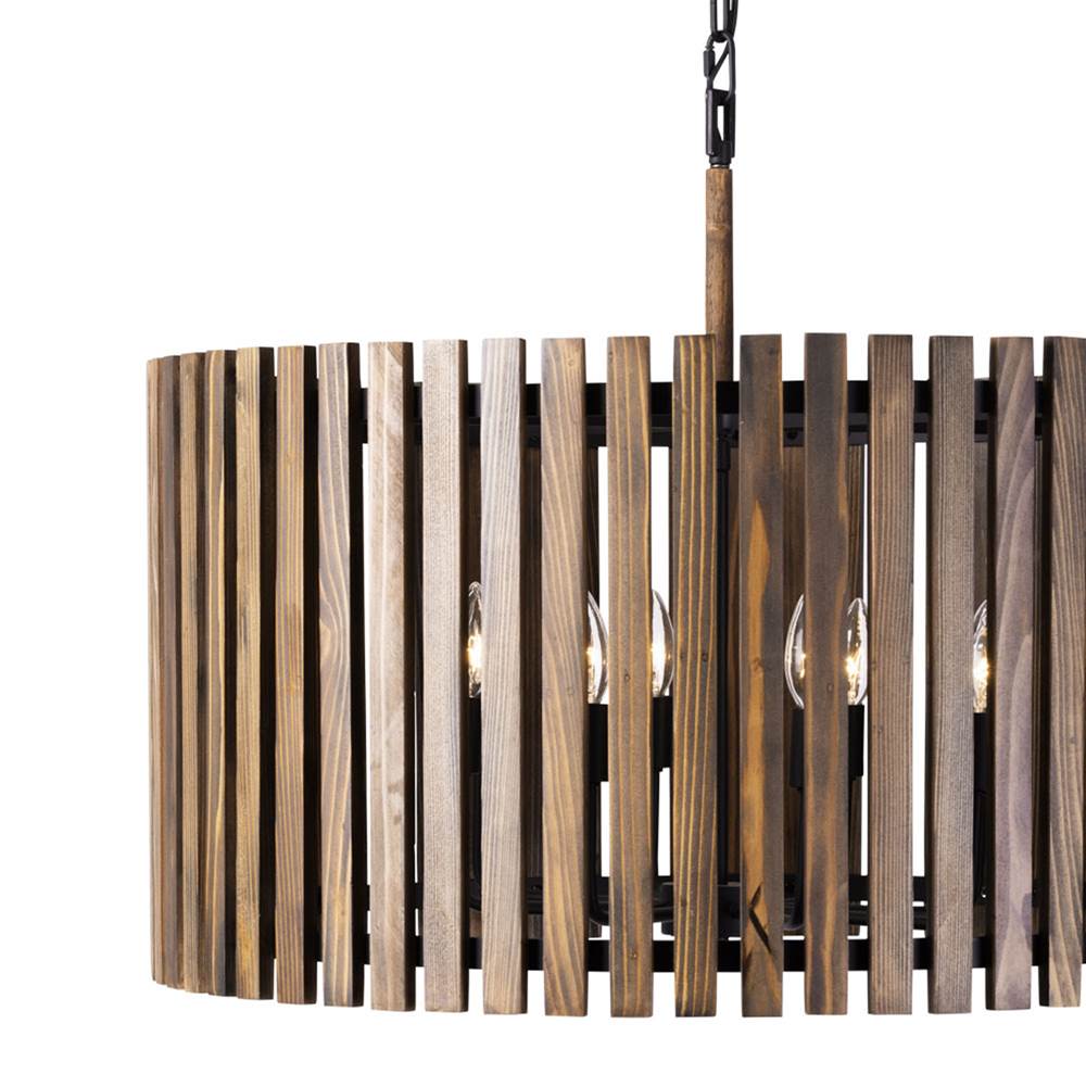 Varaluz 387P06MBW Matte Black,Medium Walnut Suratto 6-lt   Pendant - Matte Black/medium Walnut Image 5