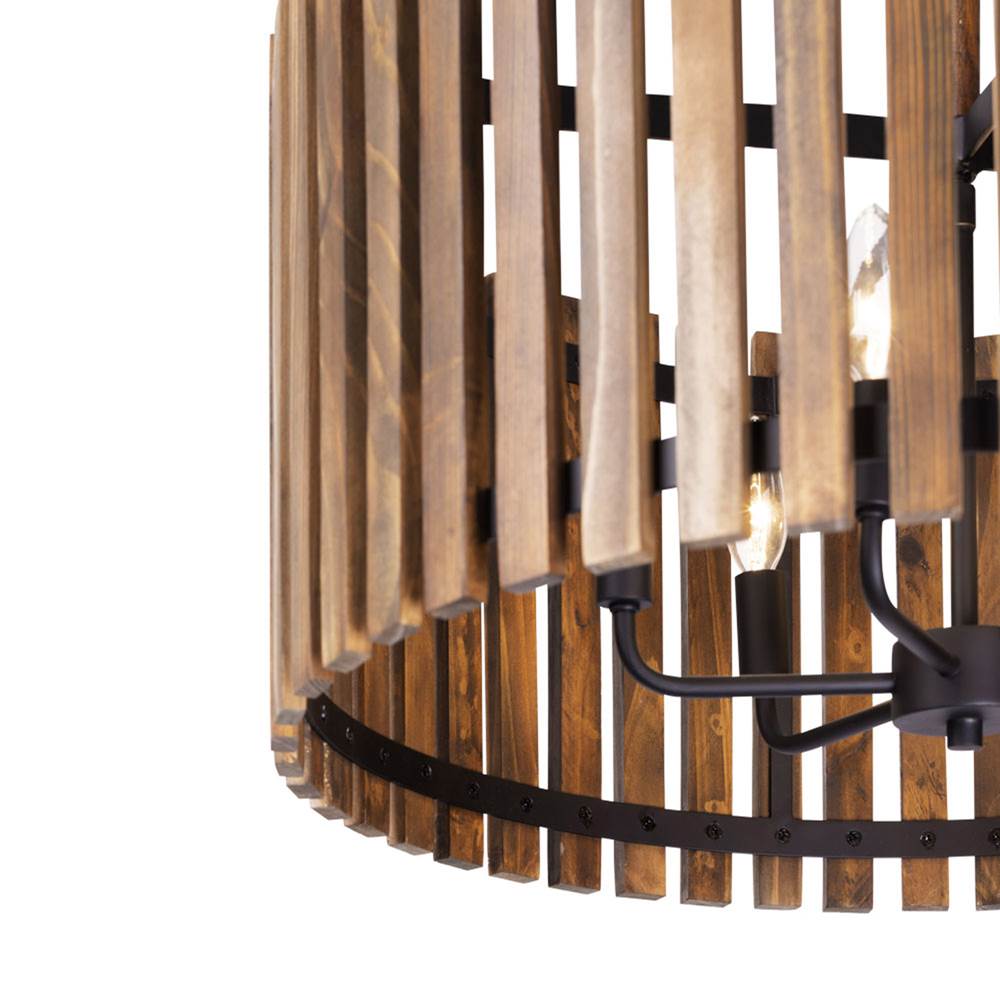 Varaluz 387P06MBW Matte Black,Medium Walnut Suratto 6-lt   Pendant - Matte Black/medium Walnut Image 4