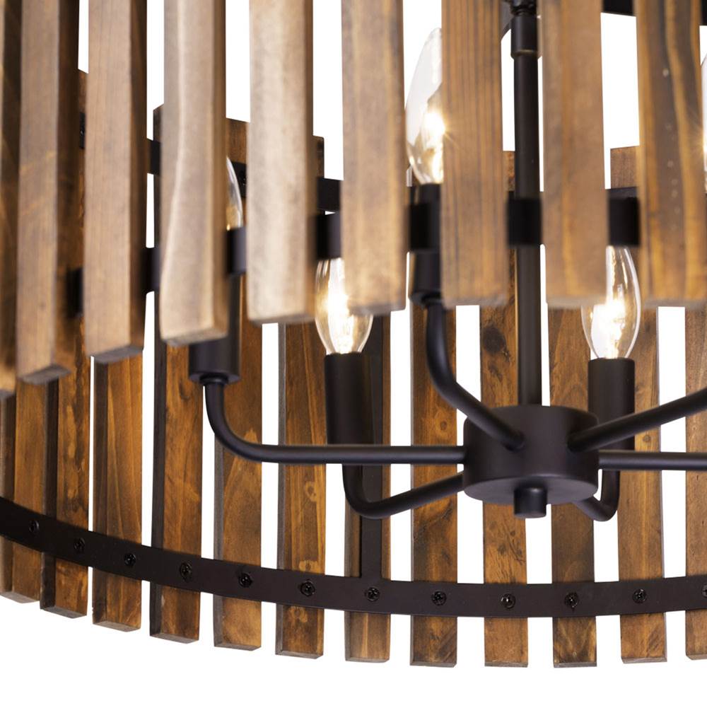 Varaluz 387P06MBW Matte Black,Medium Walnut Suratto 6-lt   Pendant - Matte Black/medium Walnut Image 3