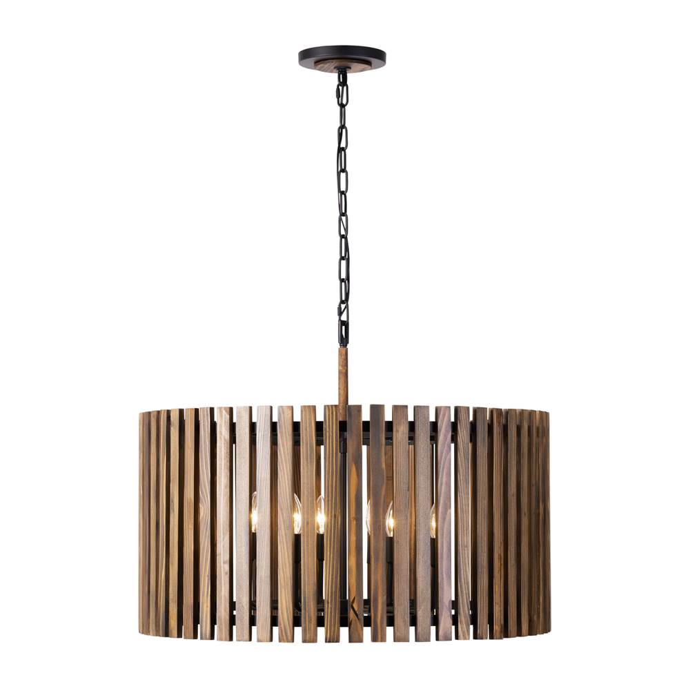 Varaluz 387P08MBW Matte Black,Medium Walnut Suratto 8-lt   Pendant - Matte Black/medium Walnut Image 1