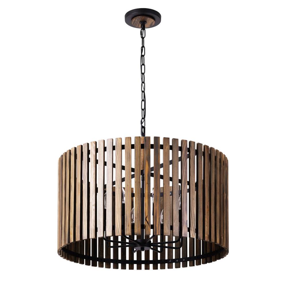 Varaluz 387P08MBW Matte Black,Medium Walnut Suratto 8-lt   Pendant - Matte Black/medium Walnut Image 5