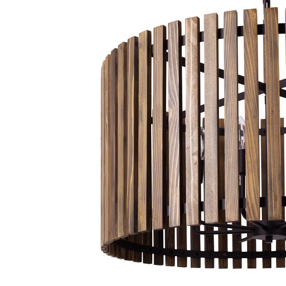 Varaluz 387P08MBW Matte Black,Medium Walnut Suratto 8-lt   Pendant - Matte Black/medium Walnut Image 4