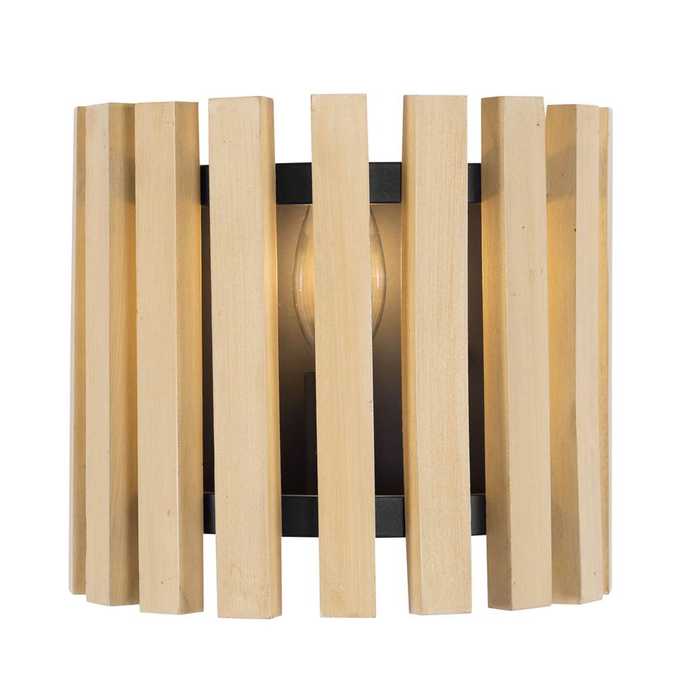 Varaluz 387W01MBH Matte Black,Honey Blonde Suratto 1-lt   Sconce - Matte Black/honey Blonde Image 1