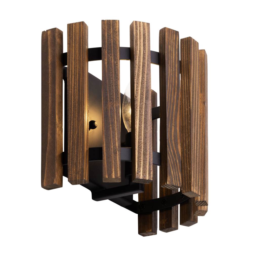 Varaluz Suratto 1-lt   Sconce - Matte Black/medium Walnut