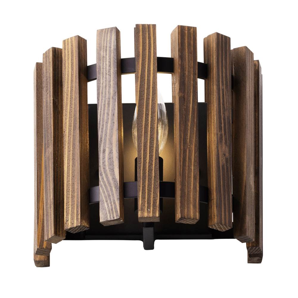 Varaluz 387W01MBW Matte Black,Medium Walnut Suratto 1-lt   Sconce - Matte Black/medium Walnut Image 2