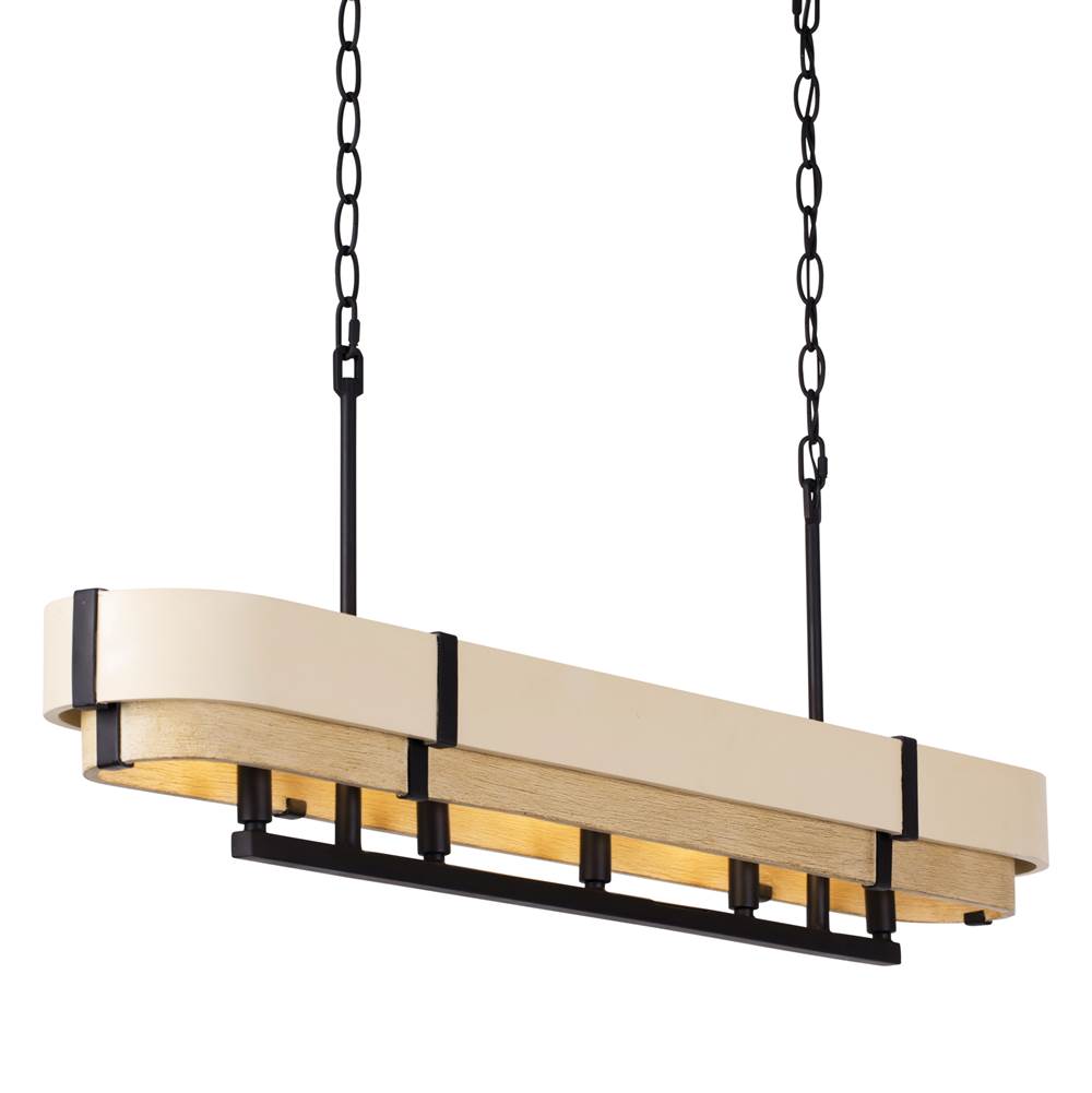Varaluz 389N05MBHN Matte Black,Honey,Medium Oak Blonde Moment 5-lt   Linear Pendant - Matte Black/honey/medium Oak Image 1