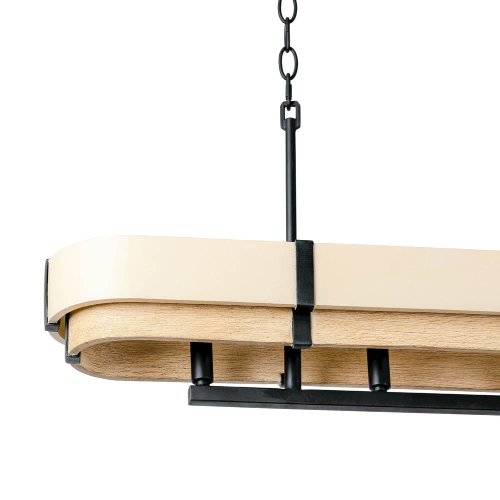Varaluz 389N05MBHN Matte Black,Honey,Medium Oak Blonde Moment 5-lt   Linear Pendant - Matte Black/honey/medium Oak Image 2