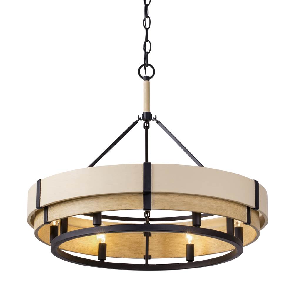Varaluz 389P06MBHN Matte Black,Honey,Medium Oak Blonde Moment 6-lt   Pendant - Matte Black/honey/medium Oak Image 1