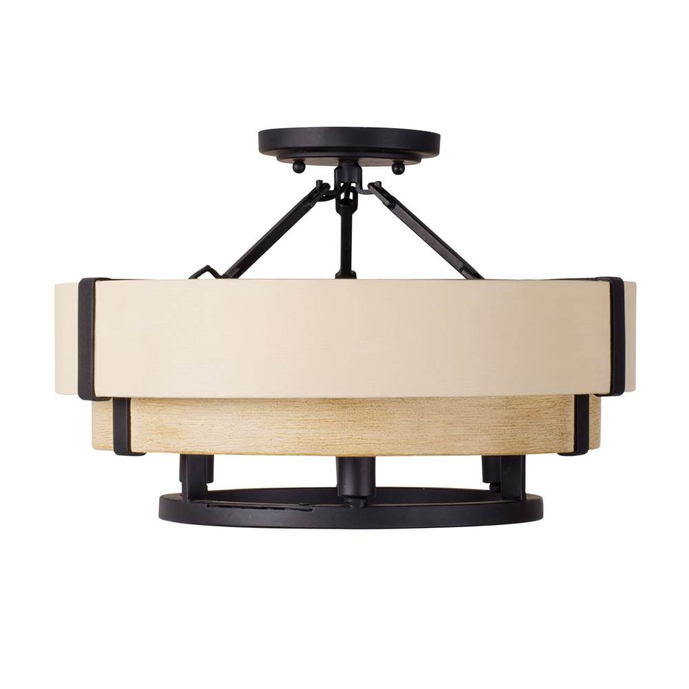 Varaluz 389S03MBHN Matte Black,Honey,Medium Oak Blonde Moment 3-lt   Semi-flush - Matte Black/honey/medium Oak Image 1