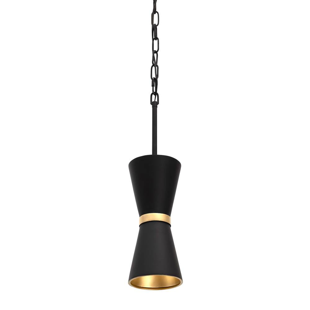 Varaluz 390M01MBFG Matte Black,French Gold Mad Hatter 1-lt   Mini Pendant - Matte Black/french Gold Image 1