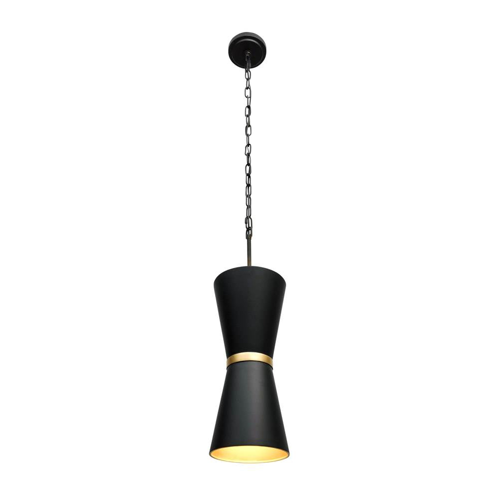 Varaluz 390P02MBFG Matte Black,French Gold Mad Hatter 2-lt   Pendant - Matte Black/french Gold Image 1