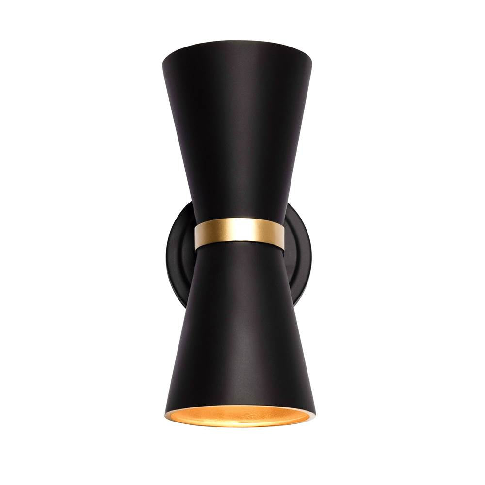 Varaluz 390W02MBFG Matte Black,French Gold Mad Hatter 2-lt   Sconce - Matte Black/french Gold Image 1