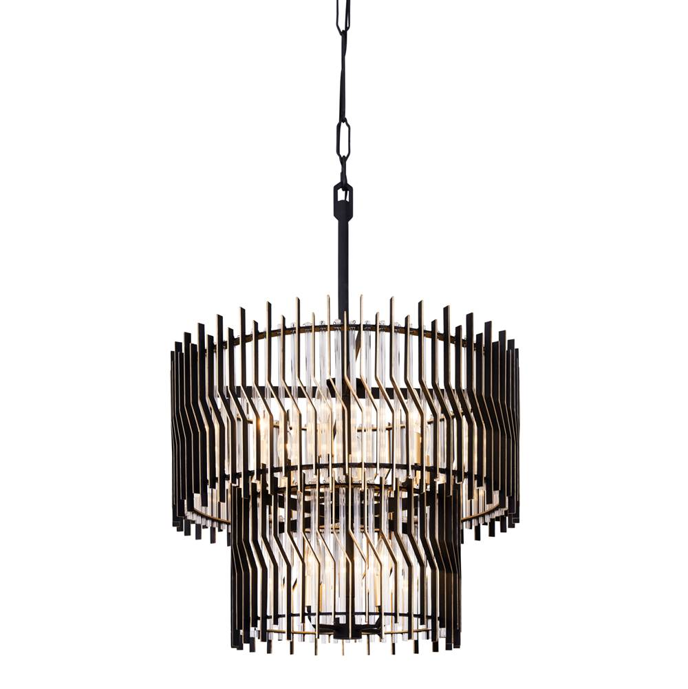 Varaluz 393C10MBFG Matte Black,French Gold Park Row 10-lt 2-tier Chandelier - Matte Black/french Gold Image 1