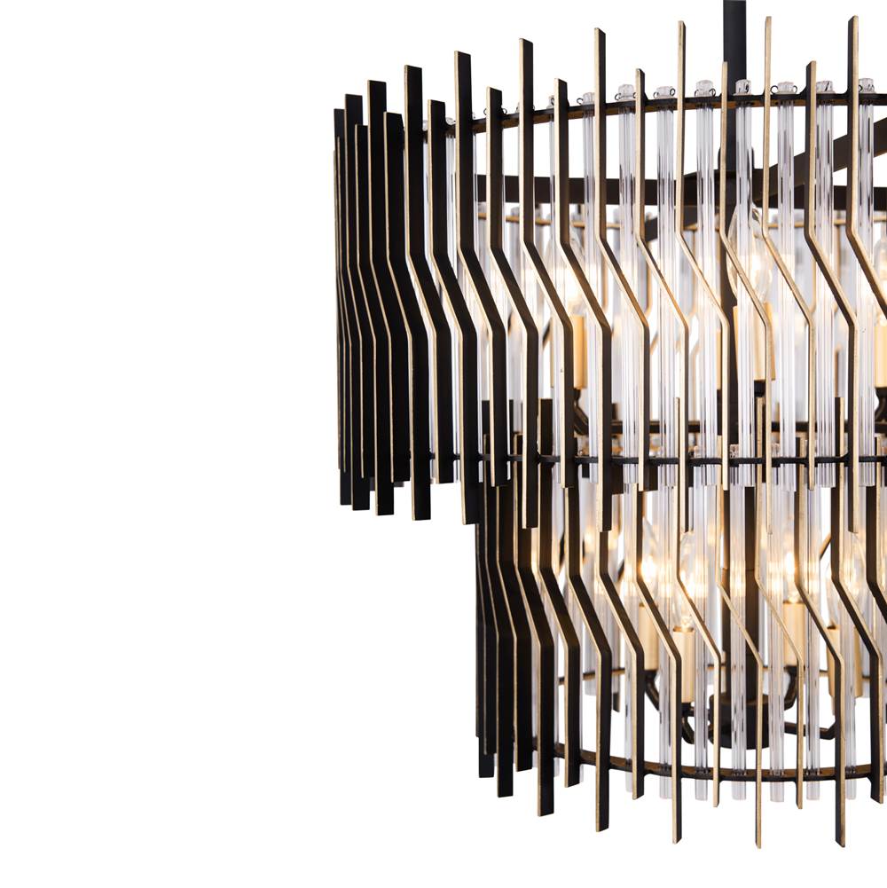 Varaluz 393C10MBFG Matte Black,French Gold Park Row 10-lt 2-tier Chandelier - Matte Black/french Gold Image 2