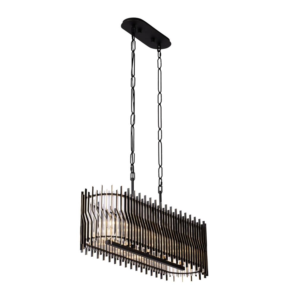 Varaluz 393N05MBFG Matte Black,French Gold Park Row 5-lt   Linear Pendant - Matte Black/french Gold Image 1