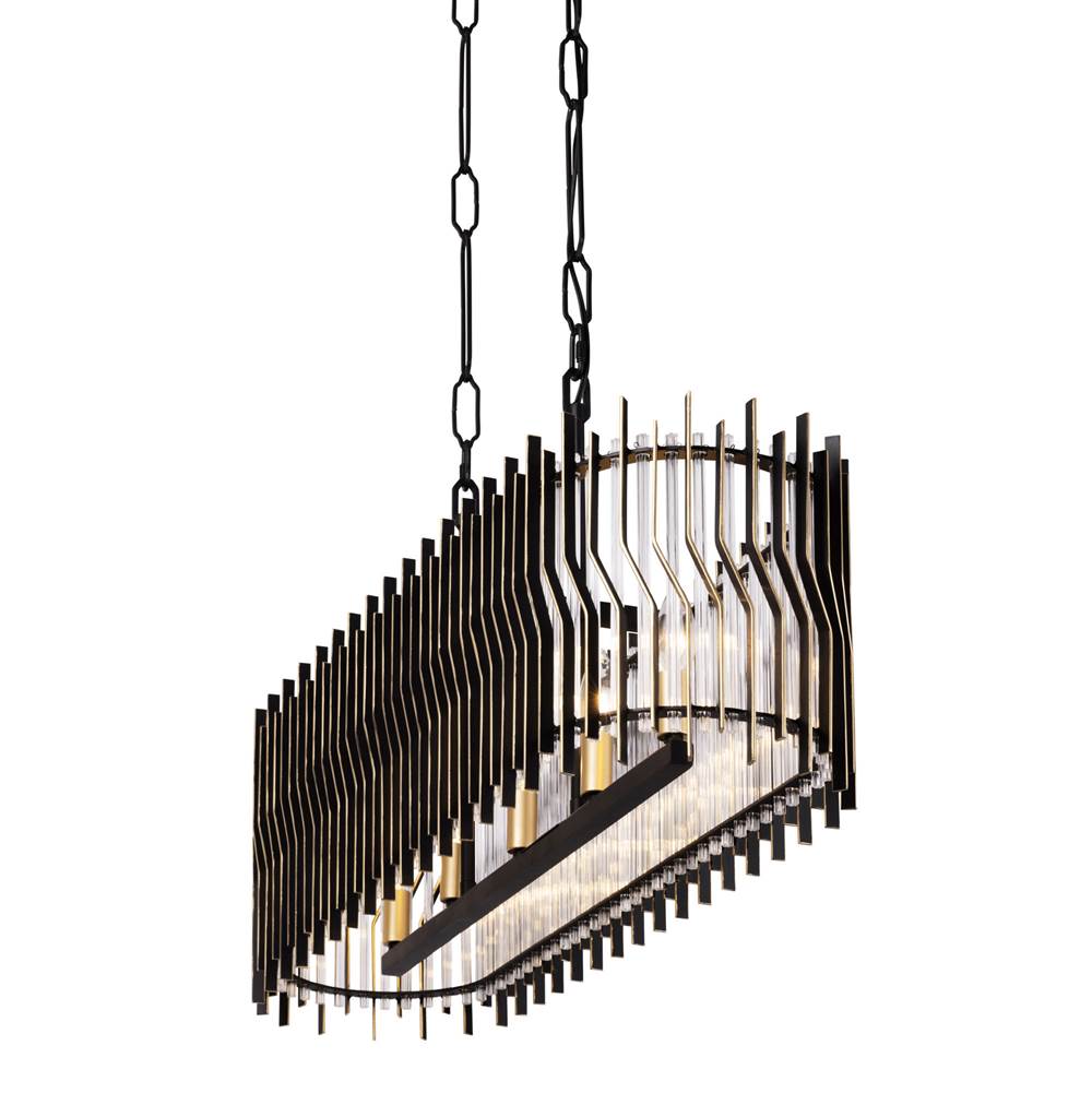 Varaluz 393N05MBFG Matte Black,French Gold Park Row 5-lt   Linear Pendant - Matte Black/french Gold Image 2
