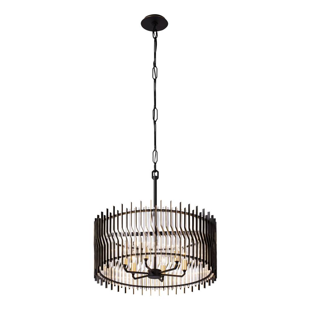 Varaluz Park Row Park Row 6-lt   Pendant - Matte Black/french Gold