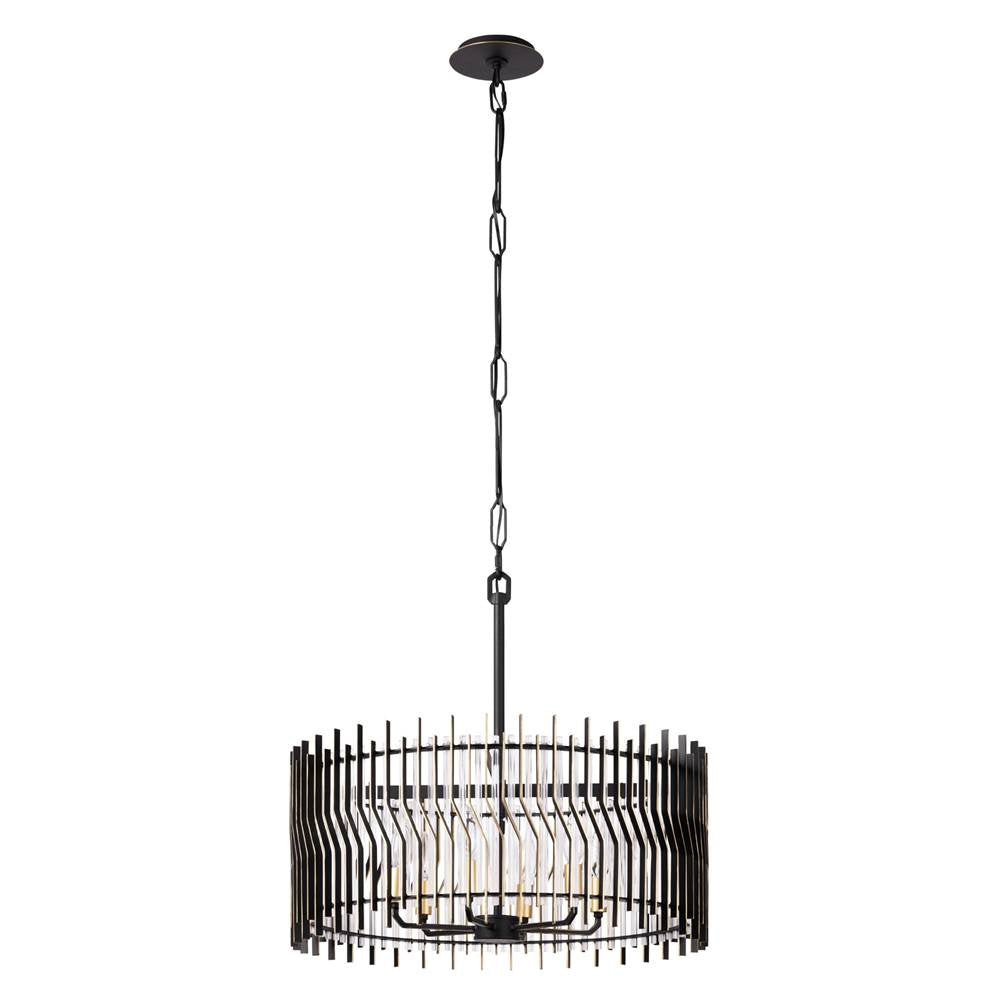 Varaluz 393P06MBFG Matte Black,French Gold Park Row 6-lt   Pendant - Matte Black/french Gold Image 4
