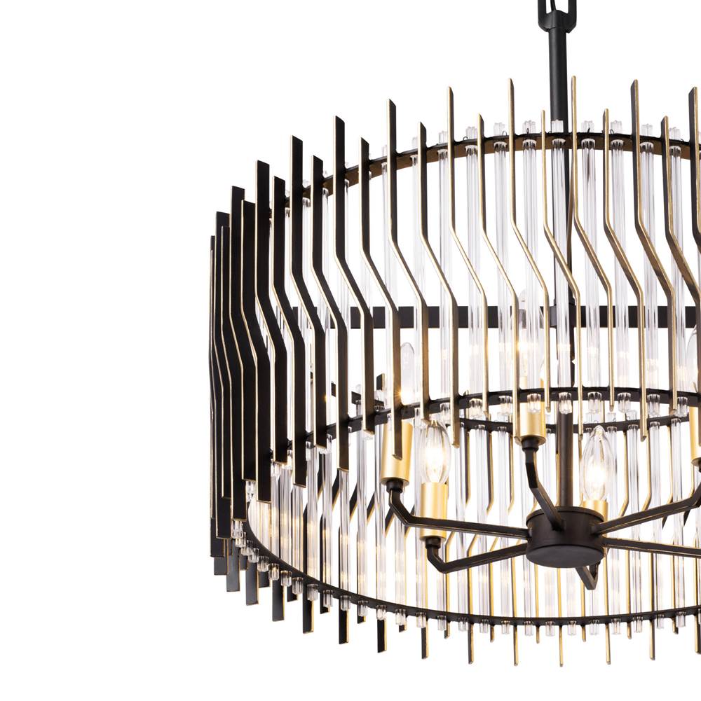 Varaluz 393P06MBFG Matte Black,French Gold Park Row 6-lt   Pendant - Matte Black/french Gold Image 2