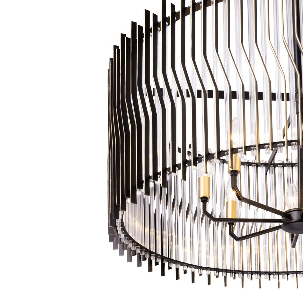 Varaluz 393P08MBFG Matte Black,French Gold Park Row 8-lt   Pendant - Matte Black/french Gold Image 2